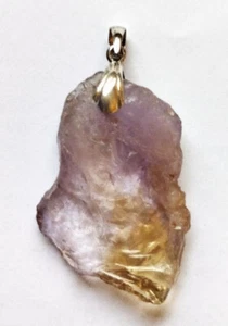 7,65g Exclusif pendentif Amétrine Brute bélière Argent - Foto 1 di 7
