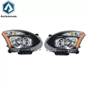 Faros para Nissan Rogue 2008-2013 luces izquierda y derecha halógena carcasa negra - Imagen 1 de 12