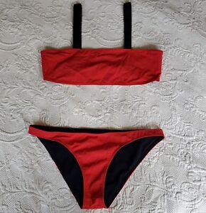 Rochelle Sara Red Striped Swimsuit Bikini Set Michelle Top & Mercer Bottoms