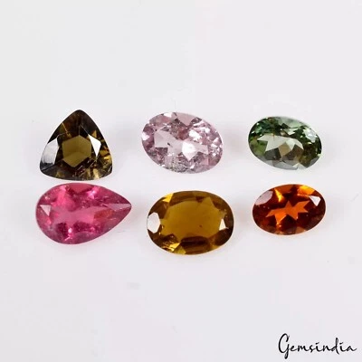 6 Pcs Natural Tourmaline 6-7mm Mix Cut Multi Color Loose Gemstones 3.80 Cts - Image 1 of 4