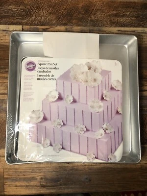 Wilton Performance Pans™ Square Pan Set 3 Tier Wedding NEW - Image 1 of 3