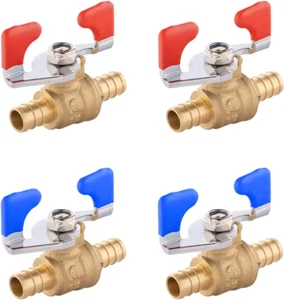 (Pack of 4)  1/2 Inch Barb Crimp Pex Full Port Shut Off Ball Valve Hot an - Picture 1 of 12