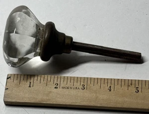 Antiker Klarglas Messing Türknauf 8 Punkt 2,5" breit - Bild 1 von 11