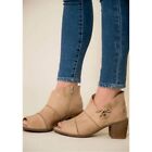 Roan BedStu Katherine Leather Distressed Peep Toe Boots Tan Size 7