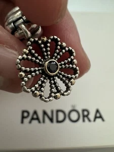 Genuine Pandora two-tone Sunflower or Lace Flower Clip - 790874CZK - retired - Picture 1 of 11