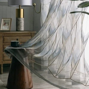 2 Panels Curtains for Living Room Bedroom Custom Embroidered Modern Simple Ge... - Picture 1 of 7