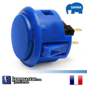 Boutons arcades originaux Sanwa Denshi OBSF-30 - Genuine Sanwa - Bleu Royal Blue - Imagen 1 de 3