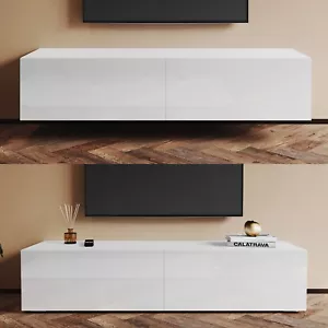 TV Lowboard Fernsehschrank Hängend/Stehend Schrank Sideboard Weiß Hochglanz 140 - Bild 1 von 21