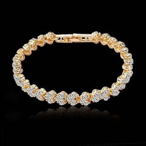 Fashion 925 Silver Crystal Chain Bracelet Women Charm Cuff Bangle Jewelry Gifts