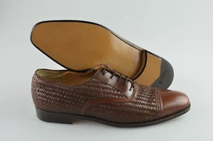 Men's SALVATORE FERRAGAMO 'Civas' Woven Brown Leather Oxfords Size US 10 - D - Picture 1 of 6