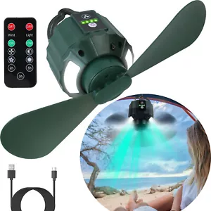 3 IN 1 Tent Ceiling Fans for Camping with Light and Remote Control USB Battery - Picture 1 of 28