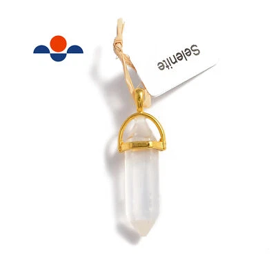 Selenite Gold Pendulum Pendant Healing Point Size 40x8mm Sold Per Piece - Image 1 of 2