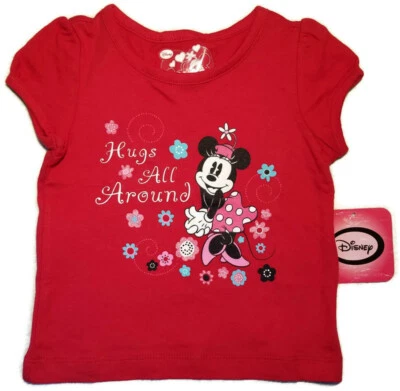 GIRL CREW TEE 衬衫 学步儿童 尺寸 24 个月 HUGS ALL AROUND 迪士尼米妮老鼠 — 第 1/4 张图片