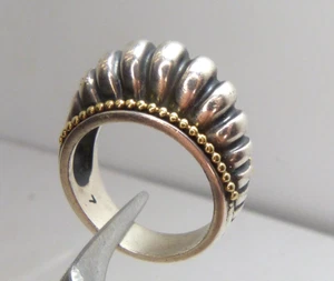 Vintage Lagos Caviar Sterling Silver & 18K Gold Dome Ring Estate Find ! - Picture 1 of 14