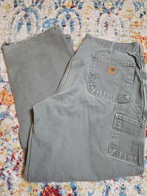 Vintage Y2k Carhartt B11 Moss Canvas Carpenter Pants Size 38x32 DISTRESSED  - Image 1 of 4