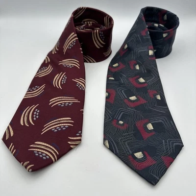 2 corbatas vintage Pacc azul y borgoña abstractas 100 % seda importadas Italia 58x3,5 Foto 1 de 4