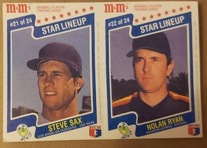 1987 M&Ms Star Lineup  - Nolan Ryan (22/24), Houston Astros & Steve Sax (21/24), - Picture 1 of 2