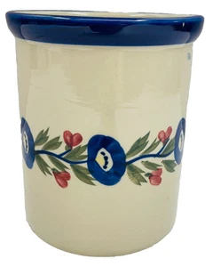 Soporte/vasilla para utensilios de cerámica DesignPac en muy buen estado, pensamientos, azul, 5 1/2" T x 4 3/4" D - Imagen 1 de 6