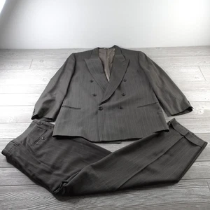 Vintage Mani Double Breasted 2 Piece Suit Mens Size 44L 40W Gray Made In Italy - Picture 1 of 19