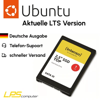 INTENSO Ubuntu Linux SSD LTS – fertig installiert | Plug & Play | PC & Laptop UEFI