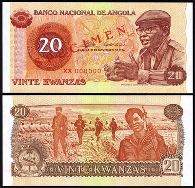 Angola 20 Kwanzas 1976, UNC, SPECIMEN, P-109s, XX 000000 - Image 1 of 3