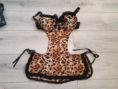 Nuevo sin etiquetas Vestido Babydoll Gracie Vintage Ann Summers Estampado Leopardo Volantes Talla 16 Foto 1 de 4