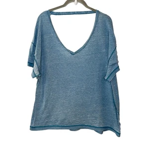 Free People We The Free All Mine Tee Mineral Blue Exposed Seams Boxy Oversize L - Bild 1 von 7