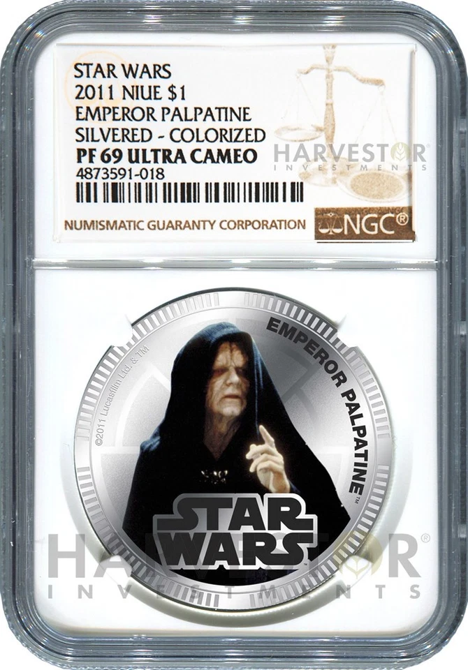 2011 STAR WARS: EMPEROR PALPATINE - SILVER CLAD COIN - NGC PF69 ULTRA CAMEO - Image 1 of 2