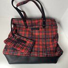 Farmhouse Is My Style Mountain Cottage Tote Bag & Clutch with Leather Red Plaid