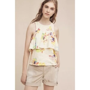 NWT!! Anthropologie MEADOW RUE Cantara Floral Knit Tiered Tank Top X-Small - Picture 1 of 14