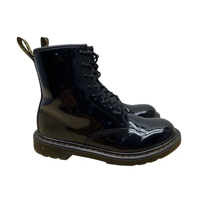 Botas con cordones Dr. Martens juveniles de charol negro con cremallera lateral talla 5 EE. UU. Foto 1 de 4