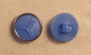 Button Set Satin Glass Blue Round Thread Triad 11/16” 18mm 28L Czechia - Picture 1 of 1