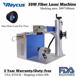 IN US Raycus 30 W macchina marcatura laser fibra asse rotante per marcatura acciaio metallo - Foto 1 di 10