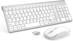 JOYACCESS Wireless Keyboard And Mouse Combo Set 2.4G Slim Silver/White - Picture 1 of 6