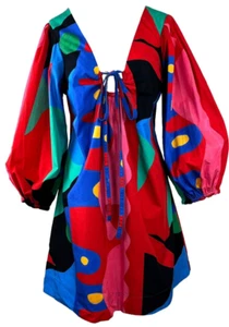 De Loreta Feria Dress Red Womens XS X-Small Balloon Sleeves NWT - Picture 1 of 4