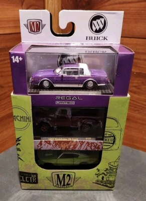 SET OF 6 NEW 2024 M2 MACHINES ASSORTED 1:64 DIE-CASTS WITH STORAGE SLEEVE  - Image 1 of 4