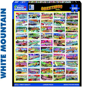 STATE GREETINGS STAMPS 1000 pc super deluxe Jigsaw Puzzle WHITE MOUNTAIN 1518 - Picture 1 of 10