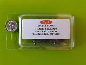100x DFS size 10 DOUBLE Fishing hooks, black nickel, chemical sharp. - Picture 1 of 2