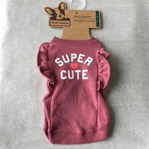 Dog Pup Crew   Super Cute  w Lined Pink  Size : S (14-17" ) - Picture 1 of 5