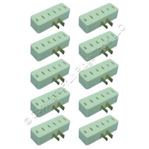10 Leviton Ivory Polarized Plug-In Triple Tap Outlet Adapters NEMA 1-15 15A 65-I