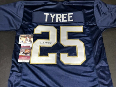 Chris Tyree Notre Dame Irish Auto Signed Blue Jersey JSA COA  - - Image 1 of 3