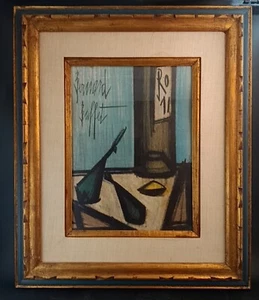 BERNARD BUFFET Lithograph, French Modernist 'Still Life With Bottle' 1967 Framed - Picture 1 of 7