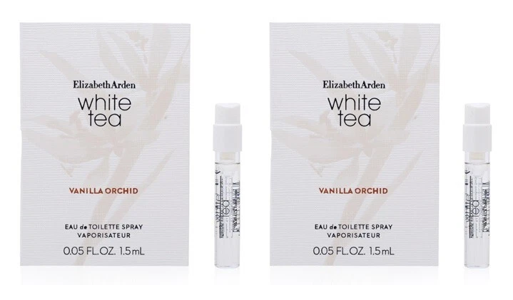 2 Vials WHITE TEA VANILLA ORCHID ELIZABETH ARDEN Women 0.05 oz 1.5 ml EDT Spray - Image 1 of 1