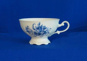Mitterteich Meissen Blue Tea Cup Footed Floral Bouquet Smooth Edge Germany - Picture 1 of 5