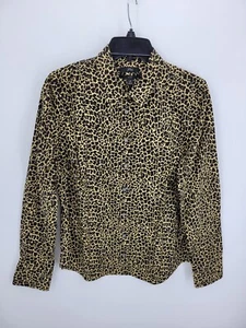 J Crew Top Womens 12 Slim Tan Animal Print Long Sleeve Button Up Boho Shirt NWT - Picture 1 of 9
