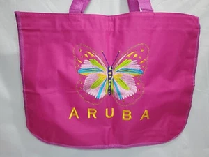 Aruba Tote Bag Pink With Embroidered Butterfly Never Used - Picture 1 of 7