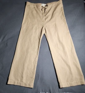 Nili Lotan Pants Womens Small Khaki Brown Wide Leg Cropped Kicker Drawstring - Picture 1 of 17