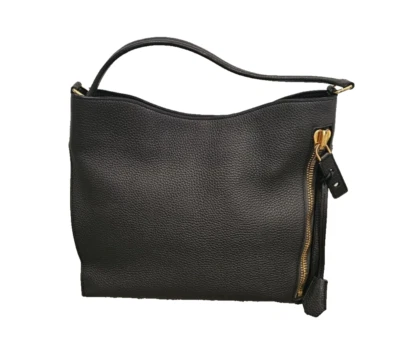 Bolso Hobo Tom Ford "Alix" Grande Gris Granulado Piel de becerro Candado Cremallera - ¡Excelente! Foto 1 de 4