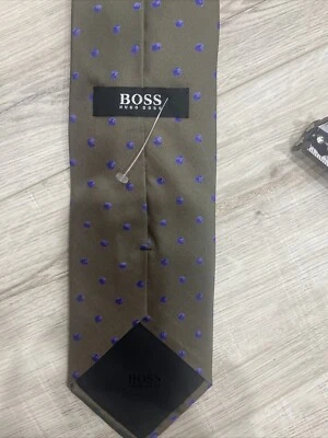 Corbata BOSS Hugo Boss Mezcla Seda ~ Azul ~ Acabado Arrugado Corbata Cuello Diseño Seda Foto 1 de 4