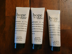 Set of 3 Philosophy HOPE IN A TUBE Eye & Lip Firming Creams 1.7 oz Each Sealed